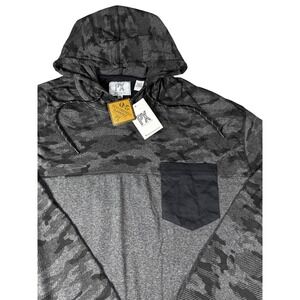 PX Clothing Hooded Tee Mens 4XL Black Gray NEW Camo Colorblock Pocket 8LH1041X